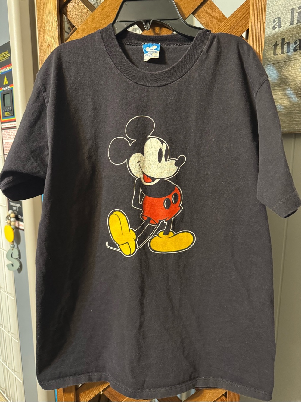 Disney Black T-Shirt with Mickey Mouse Graphic and Red & Yellow Accents